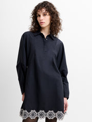 Era Poplin Monochrome Broderie Hem Mini Dress