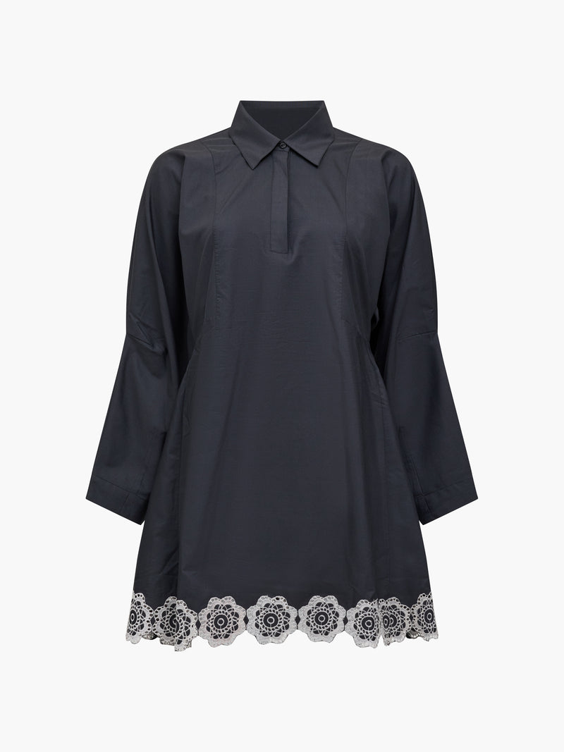 Era Poplin  Broderie Hem Mini Dress