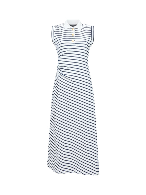 Tommy Monochrome Striped Sleeveless Polo Midi Dress