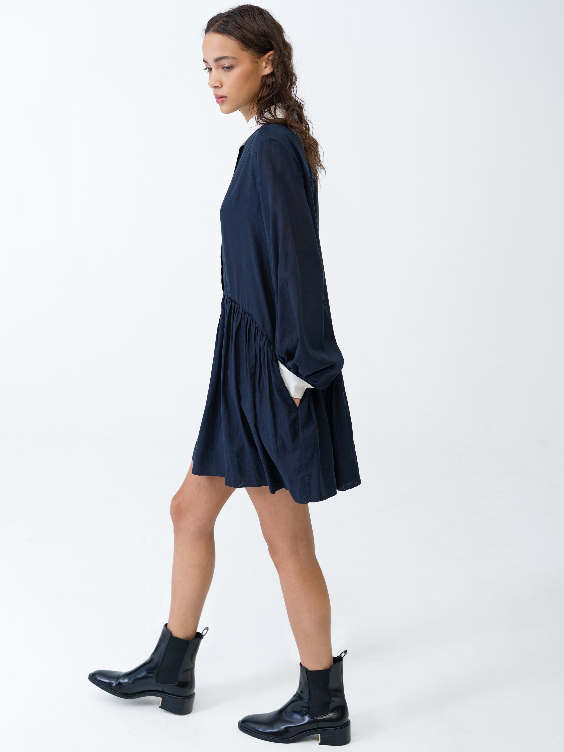 Monica Voile Voluminous Shirt Dress