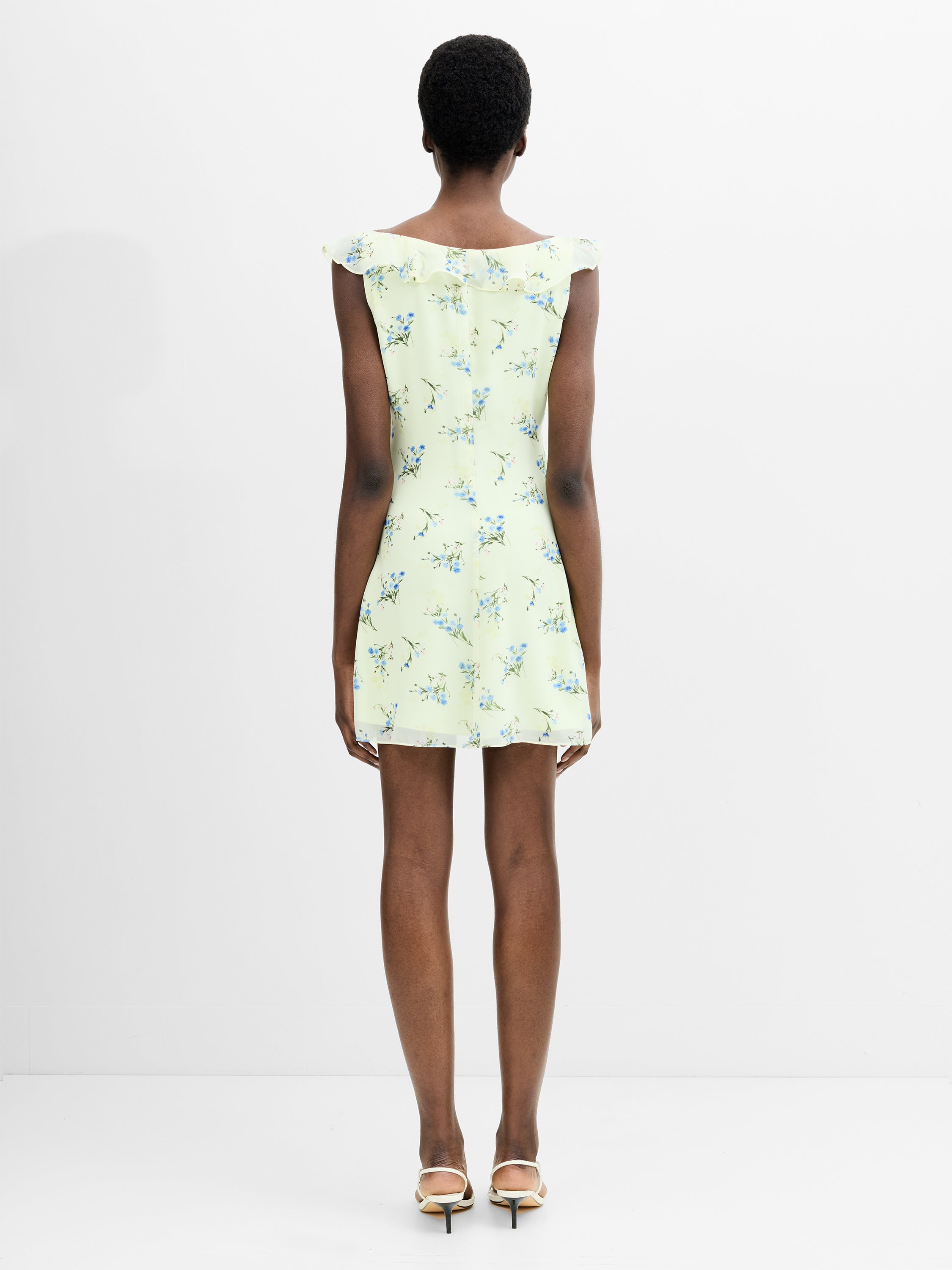 Marina Silky Floral Pastel Green Mini Dress