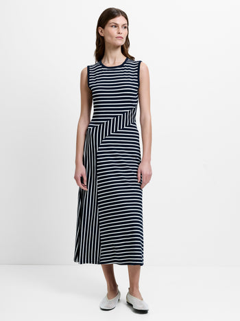Kyra Jersey Striped Sleeveless Midi Dress