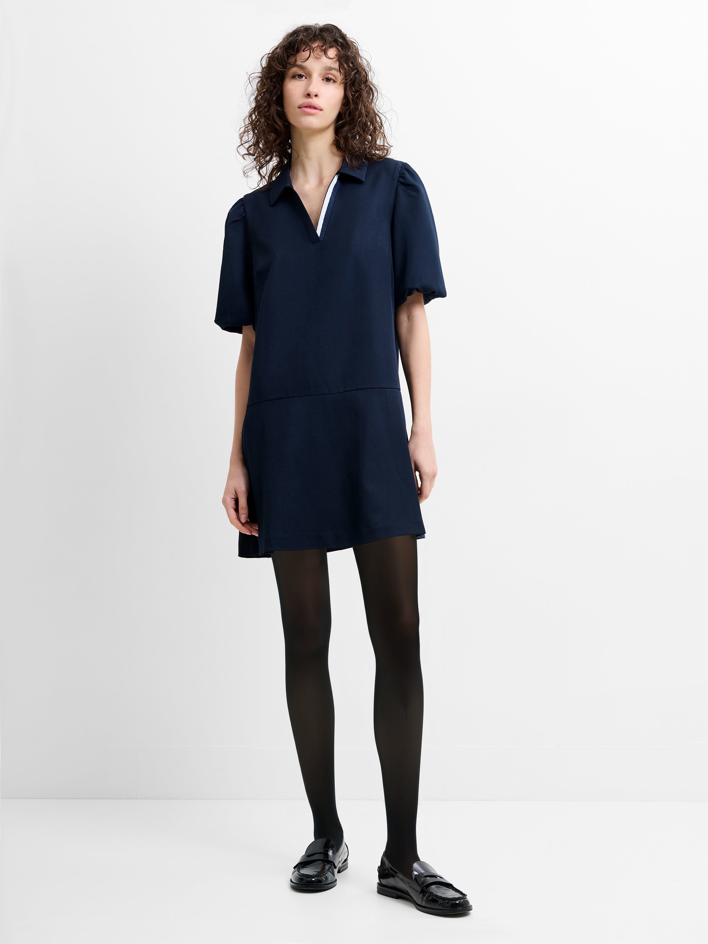 Salma Suiting Puff Sleeve Pleated Mini Dress