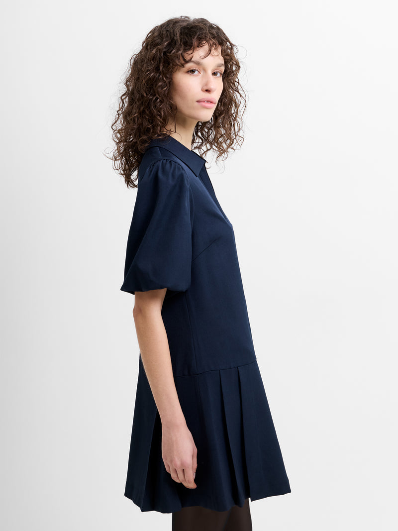 Salma Suiting Puff Sleeve Pleated Mini Dress