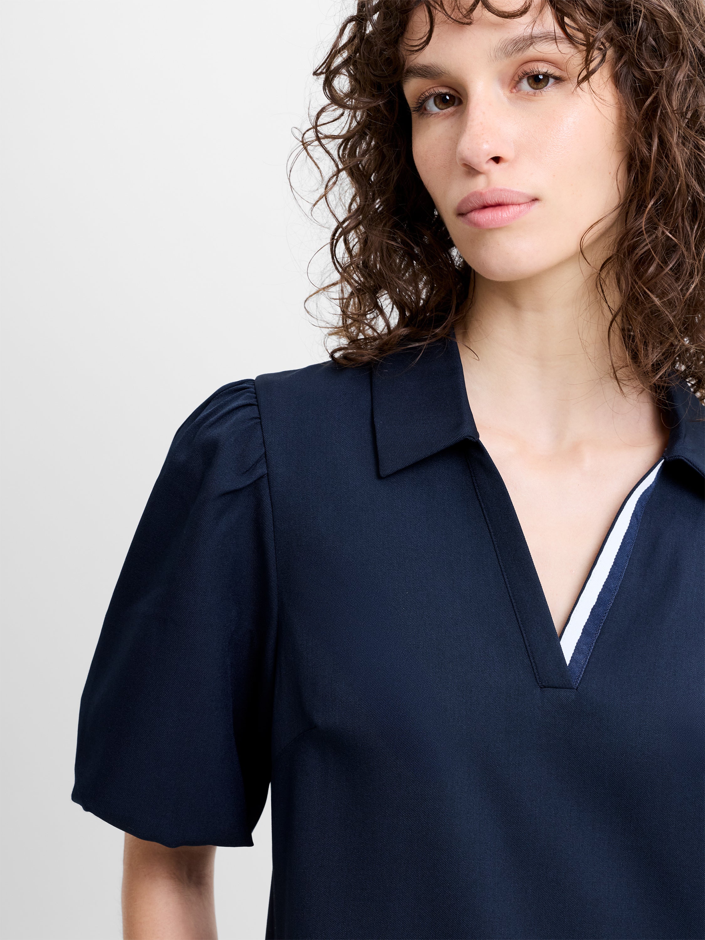 Salma Suiting Puff Sleeve Pleated Mini Dress