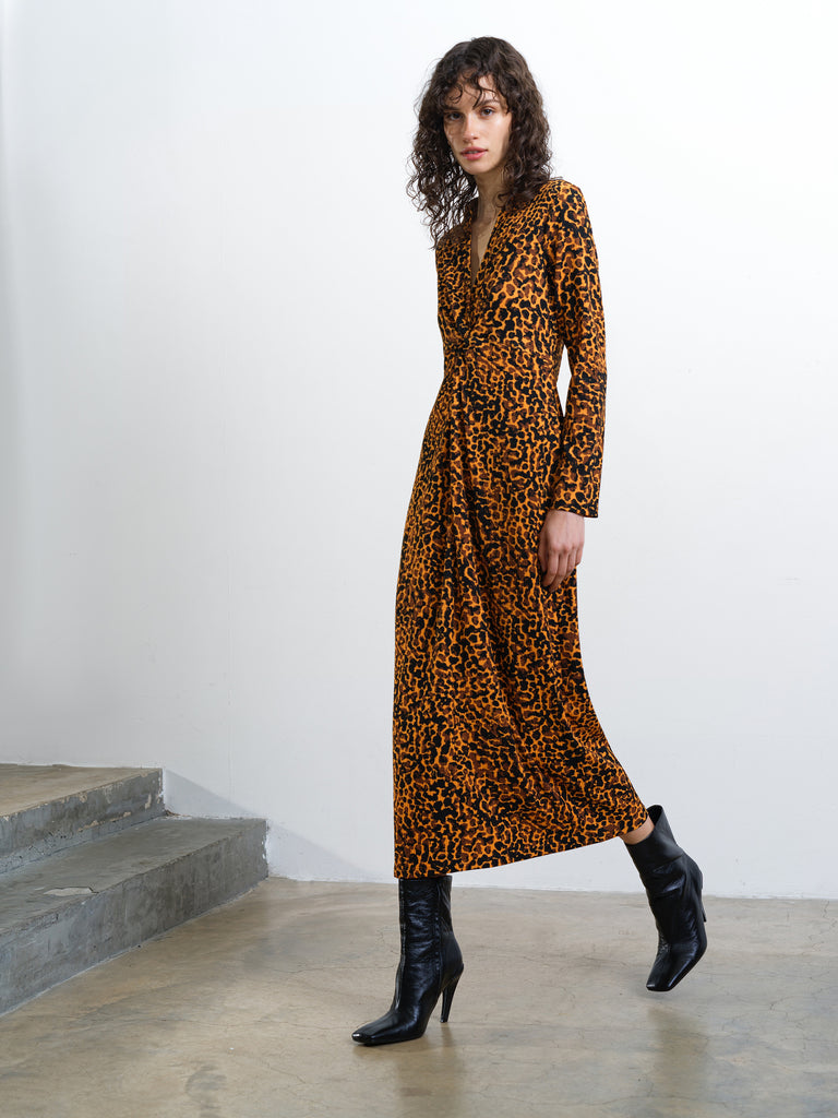 french connection leopard sequin dress LAPOINTE Leopard Sequin Boatneck Dress