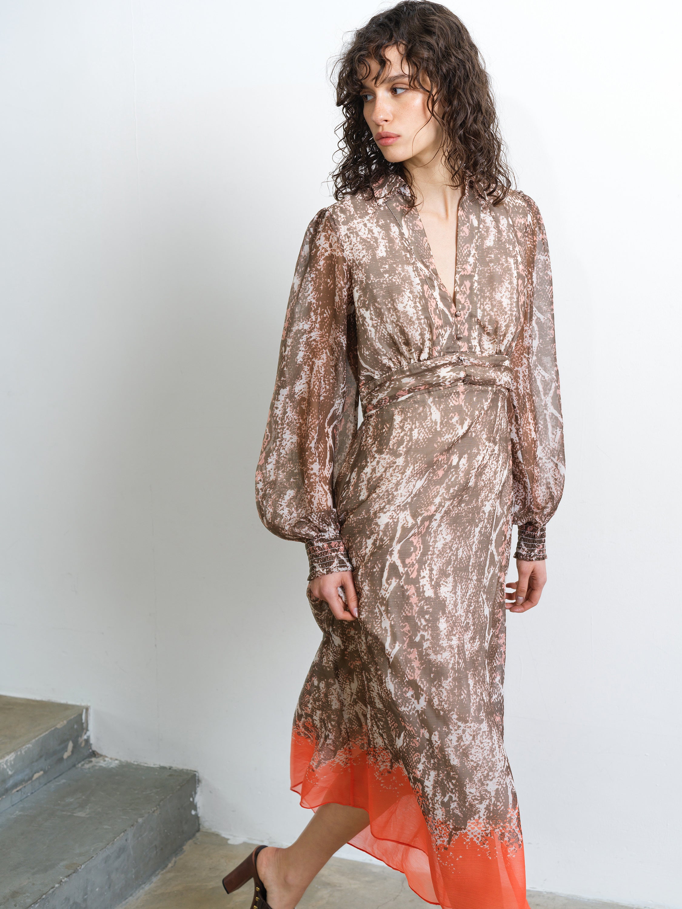 Adele Emina Chiffon Midi Dress