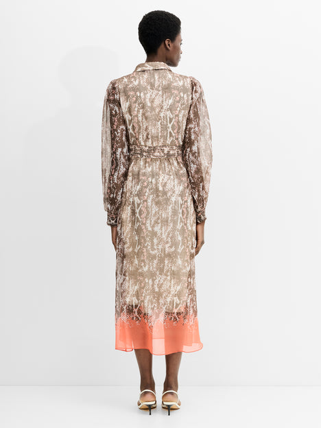 Adele Chiffon Snakeskin Print Midi Dress
