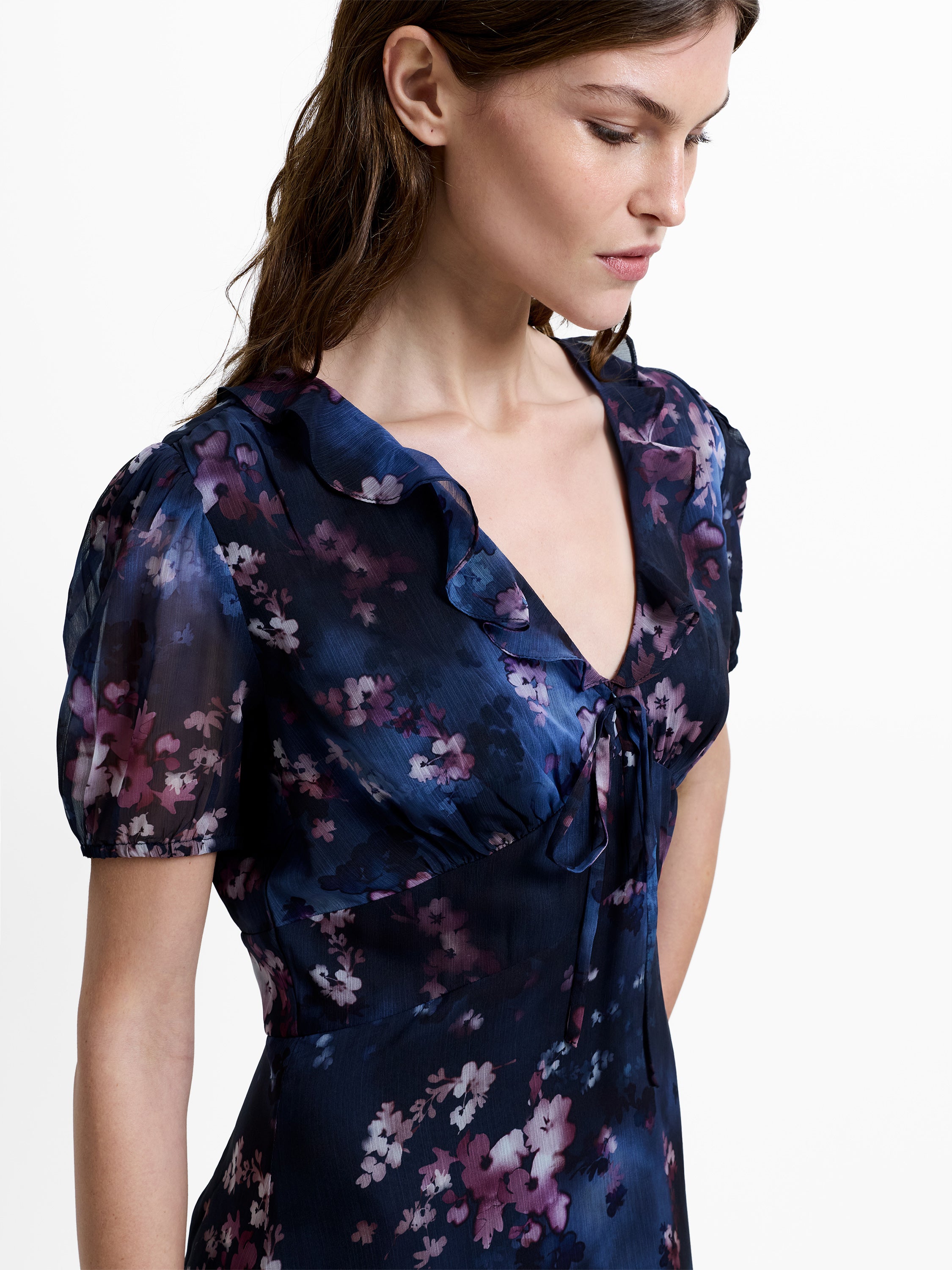 Clara Emina Puff Sleeve Midi Smock Dress