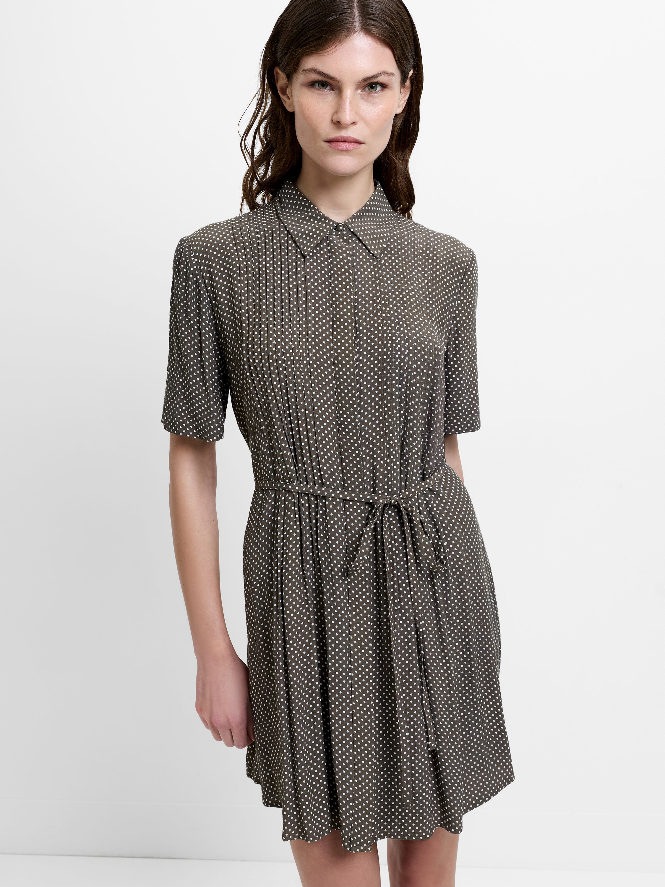 Pin Spots Eco Lizzy Pleated Mini Dress