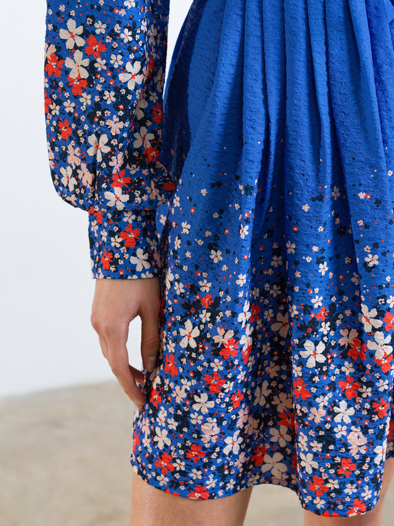 Lucy Milani Pintuck Belted Smock Dress