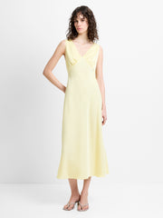 Bernice Satin Twill Butter Yellow Midi Slip Dress