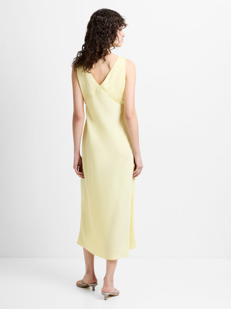 Bernice Satin Twill Butter Yellow Midi Slip Dress