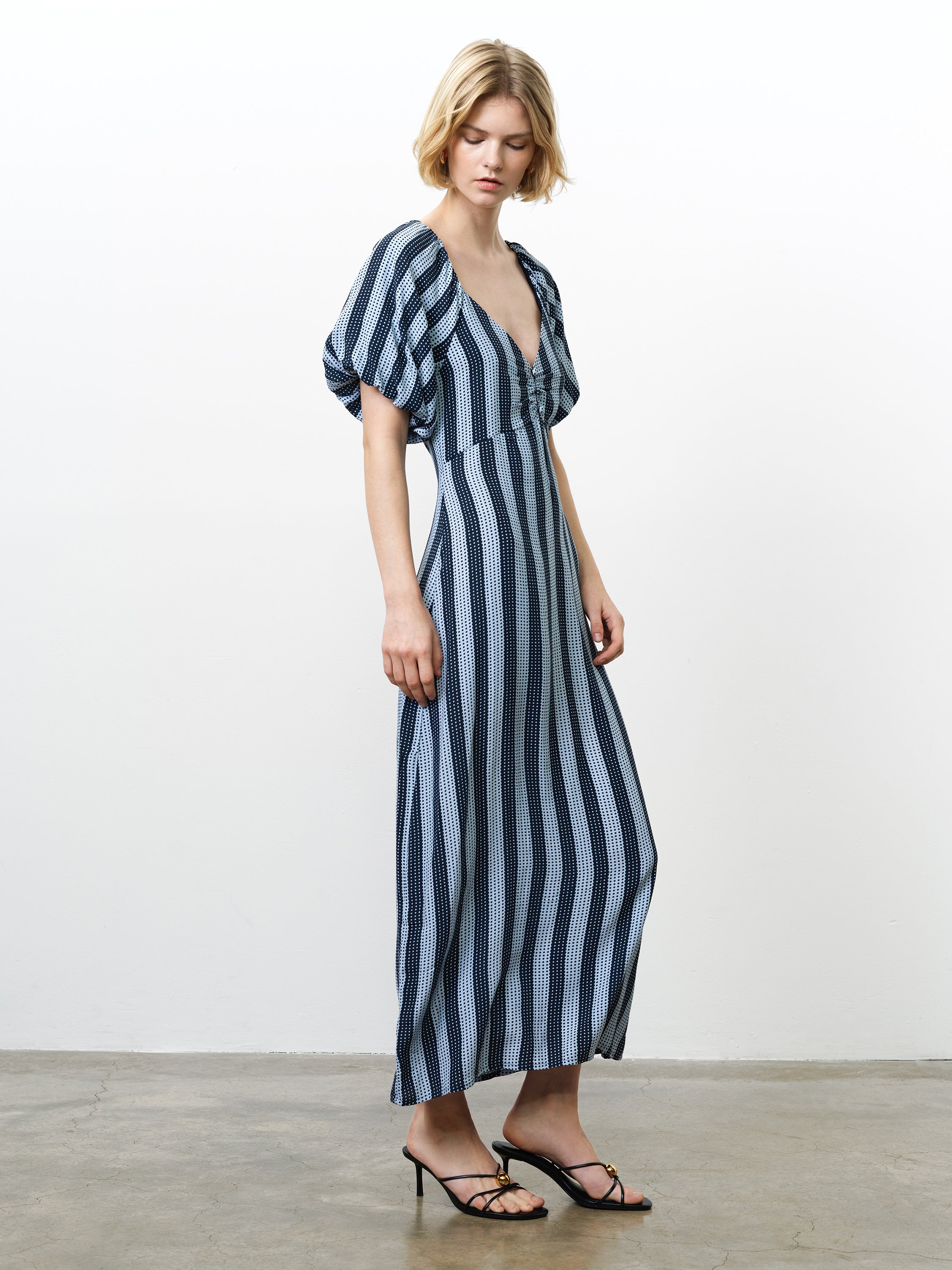 french connection ladies puff sleeve maxi dress French Connection | Dresses | French Connection Womens Mint Green Cotton  Poplin Puff Sleeve Tiered Maxi Dress