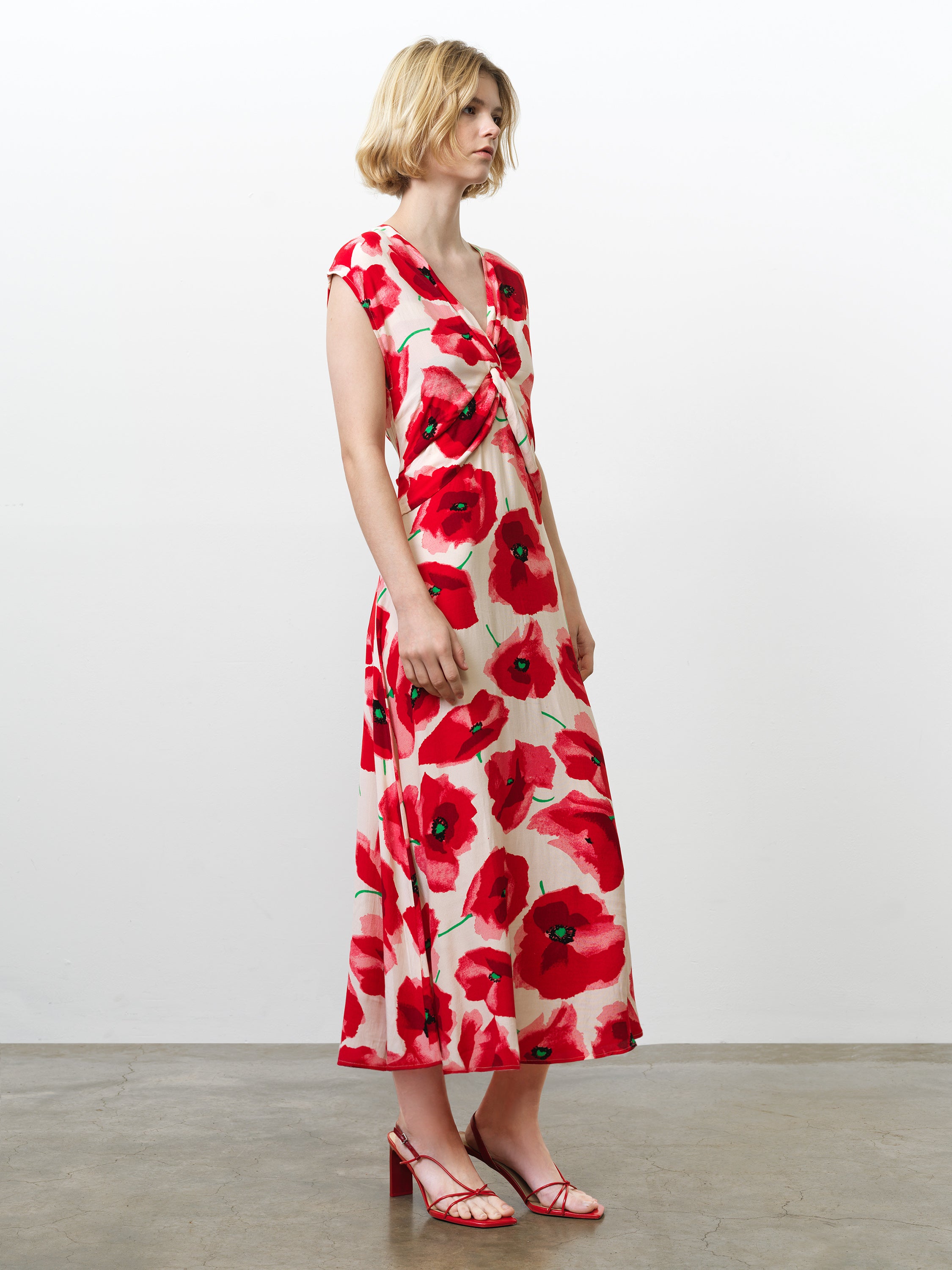 french connection red floral dress French Connection Meadow jersey floral mini dress in red