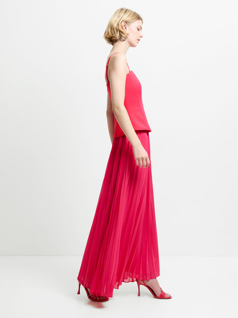 Tiana Corset Pleated Pink Maxi Dress