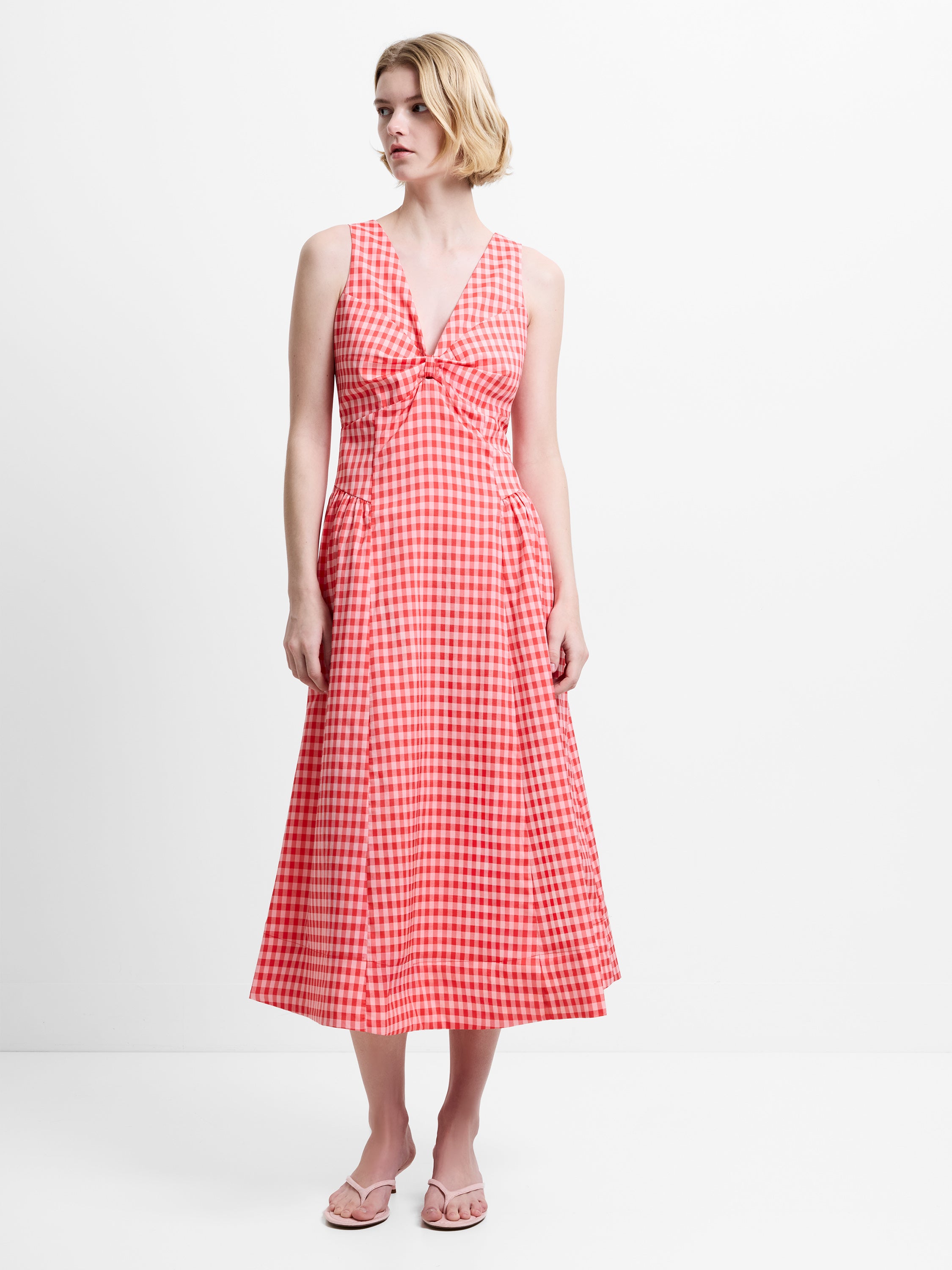 Sheila Voluminous Gingham Midi Dress