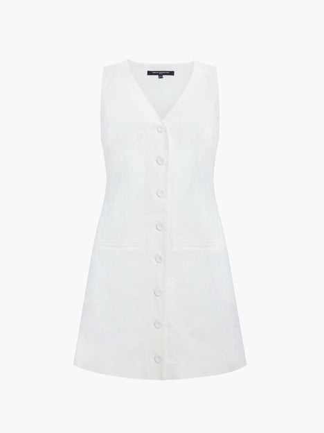 Aspen Linen Sleeveless White A-Line Mini Dress