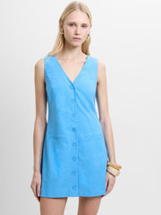 Aspen Linen Sleeveless Blue A-Line Mini Dress