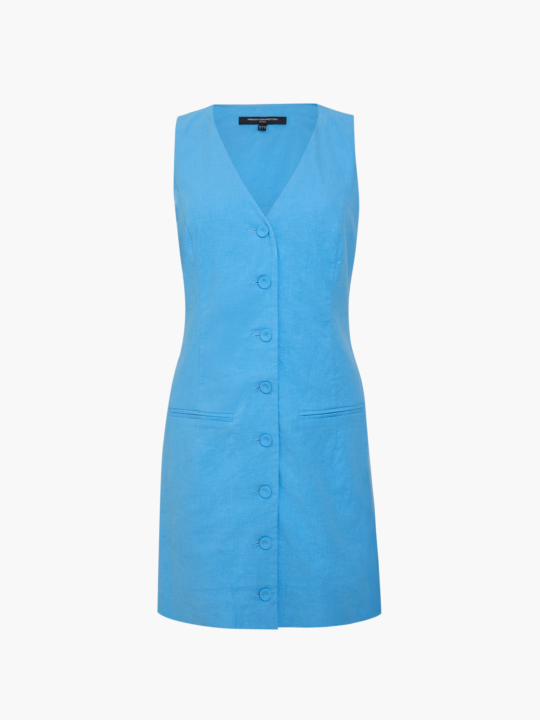 Aspen Linen Sleeveless Blue A-Line Mini Dress