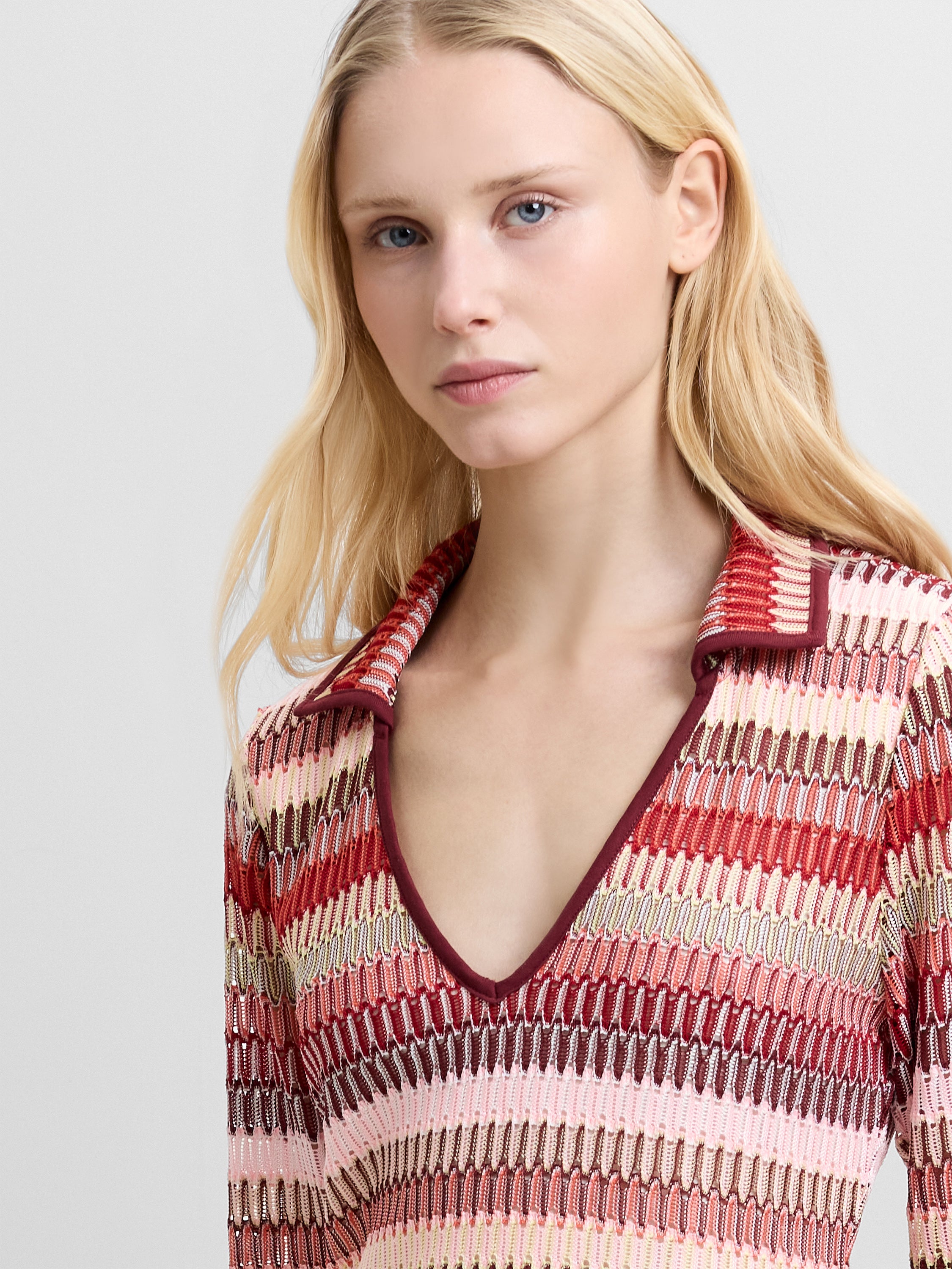 Crochet Knit Multi-Colour Striped Mini Dress