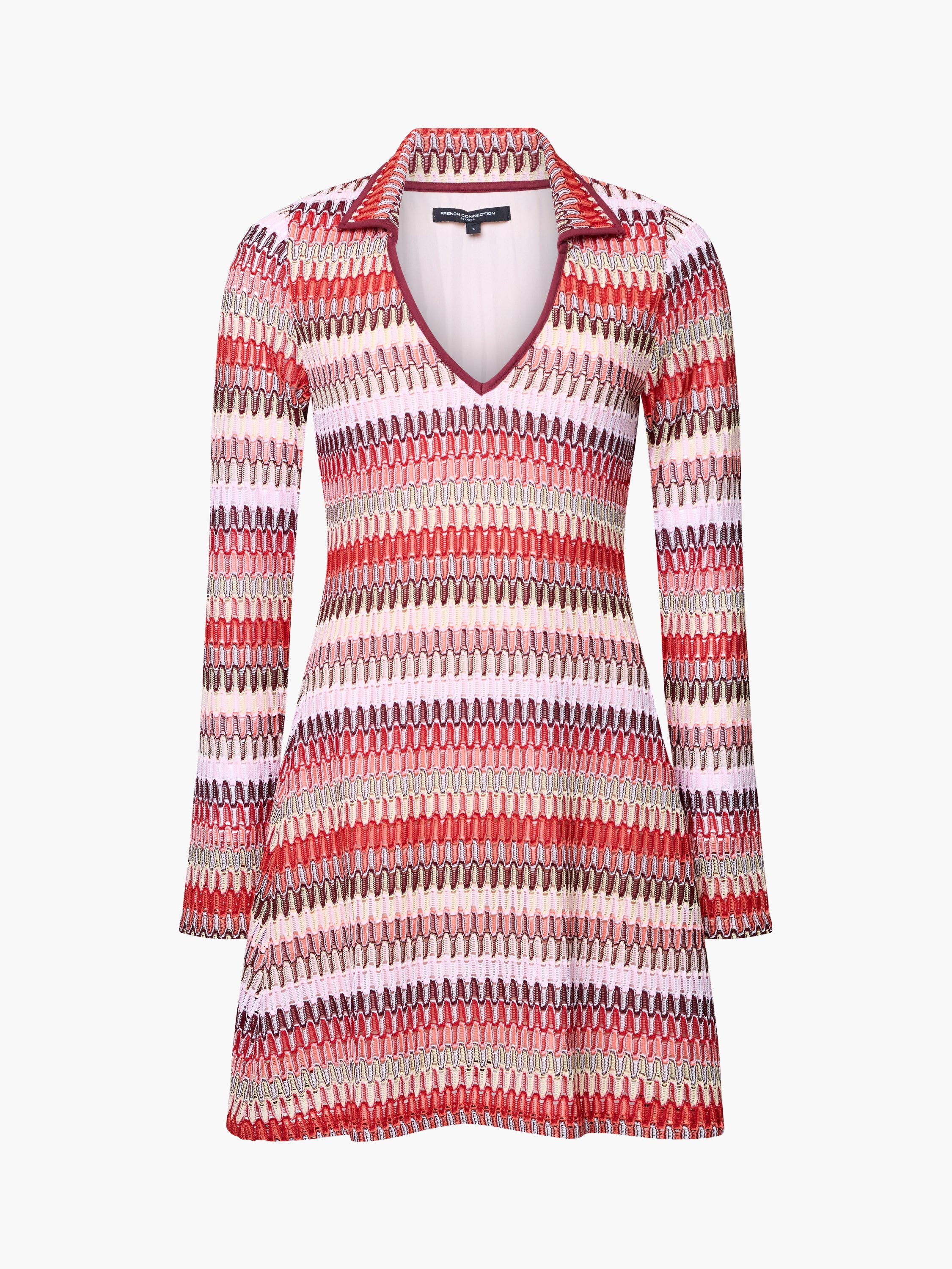 Crochet Knit Multi-Colour Striped Mini Dress