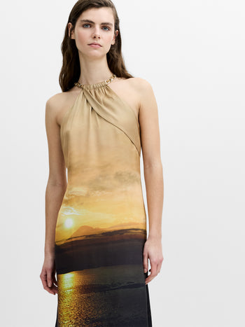 Summer Ennis Eco Satin Chain Halterneck Dress