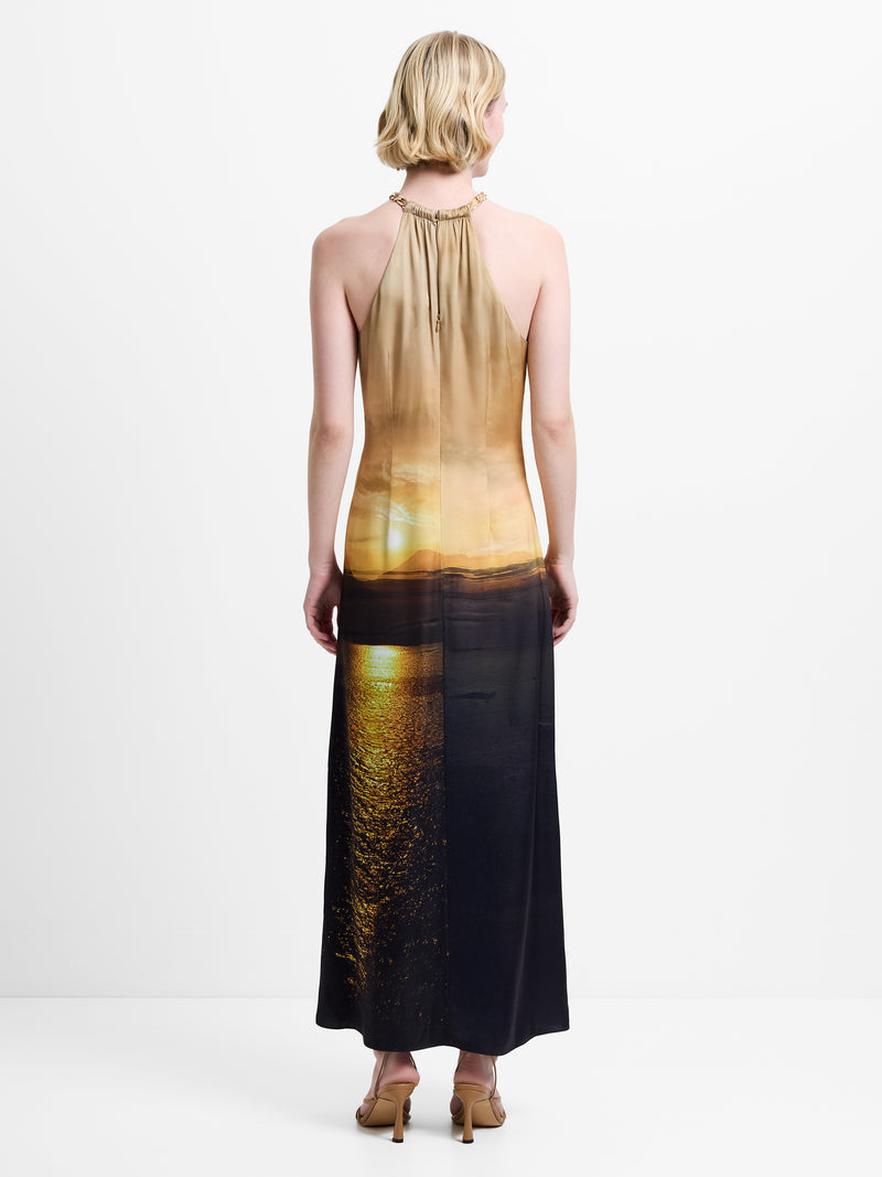 Summer Ennis Eco Satin Chain Halterneck Dress