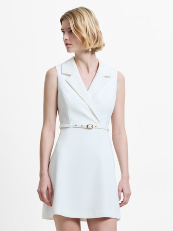 Azra Twill Belted Sleeveless Mini Dress