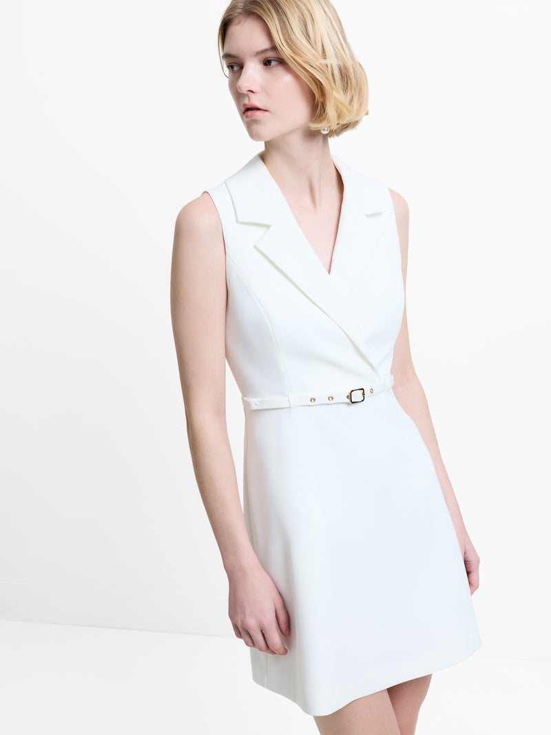 Azra Twill Belted Sleeveless Mini Dress