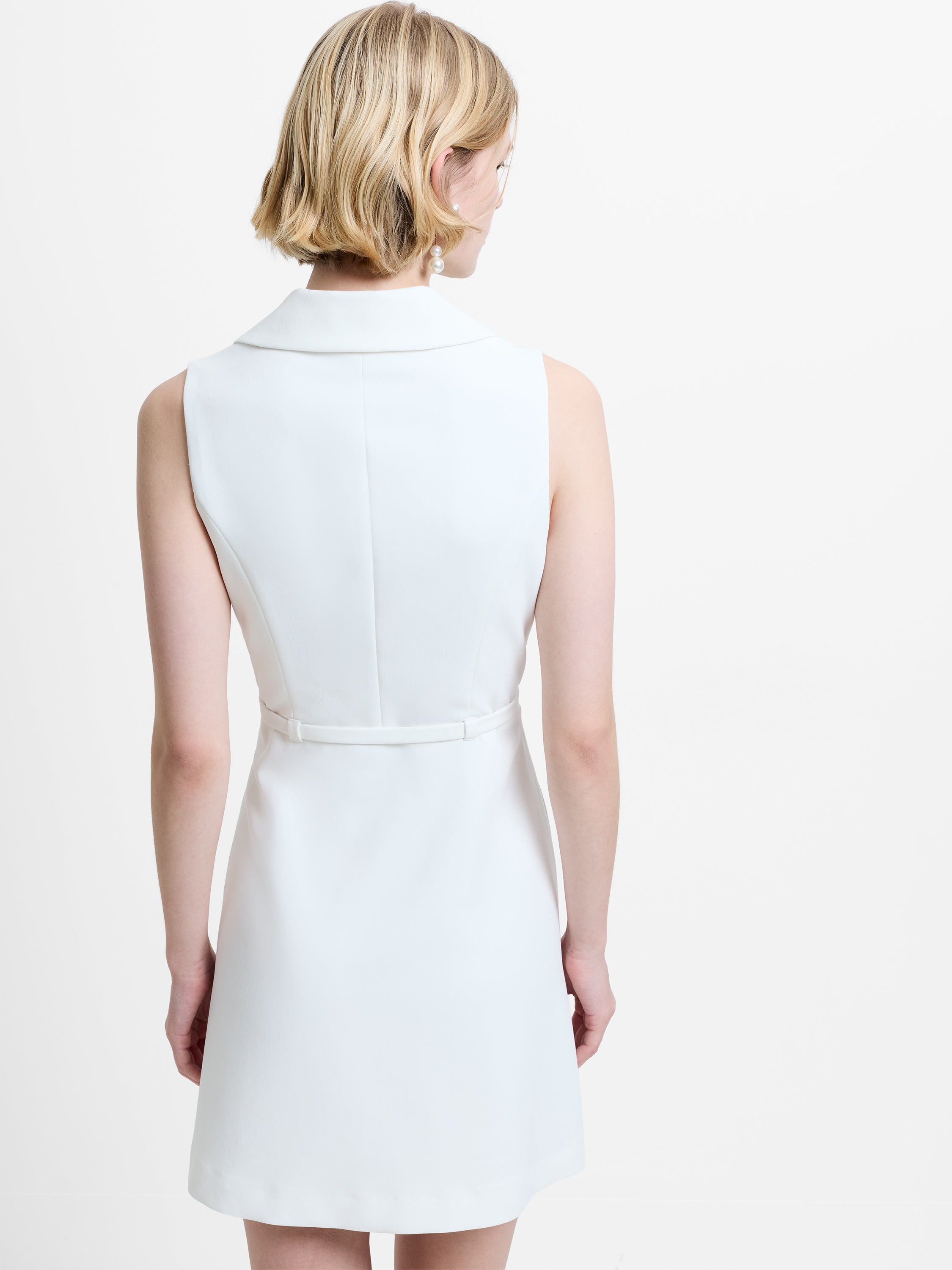 Azra Twill Belted Sleeveless Mini Dress