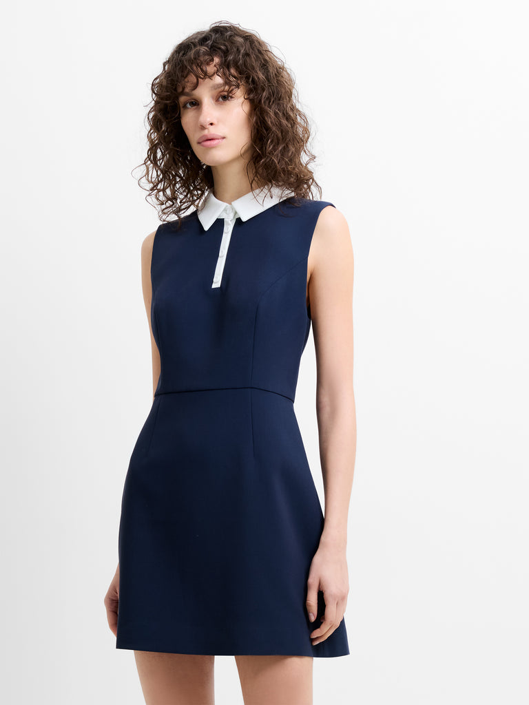 Azra Twill Collared Sleeveless Mini Dress Marine/Summer White Azra Twill Collared Sleeveless Mini Dress Marine/Summer White