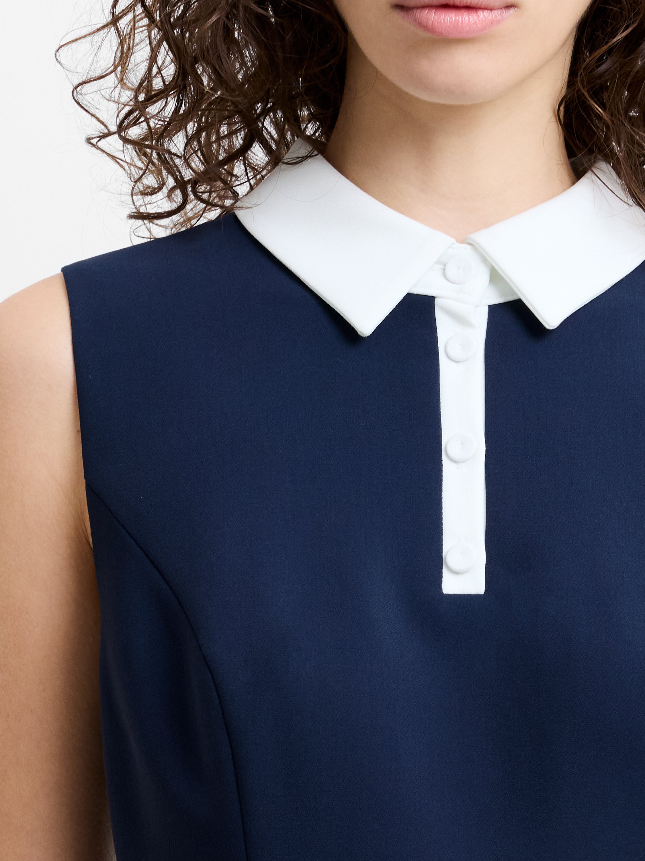 Azra Twill Collared Sleeveless Mini Dress Marine/Summer White Azra Twill Collared Sleeveless Mini Dress Marine/Summer White