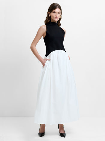 Ponte Combo Sleeveless Maxi Dress
