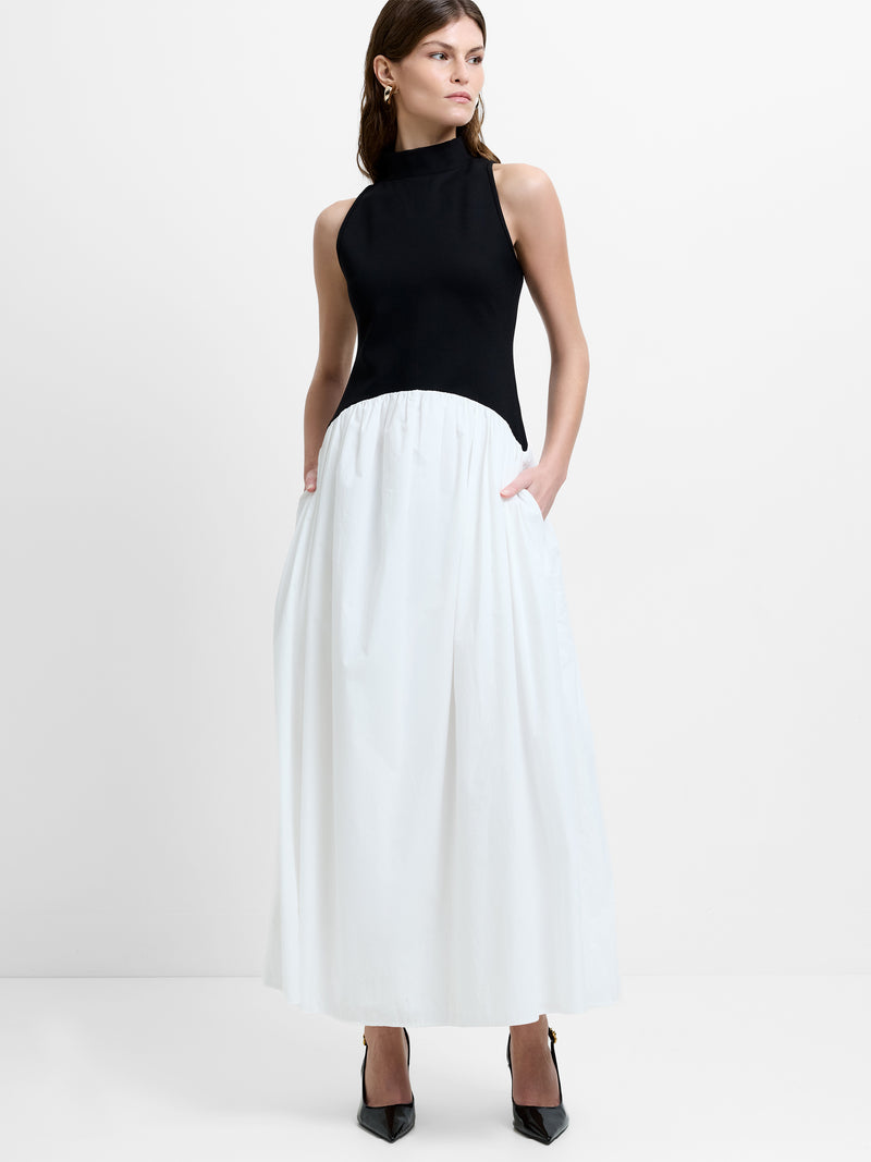 Ponte Combo Sleeveless Maxi Dress