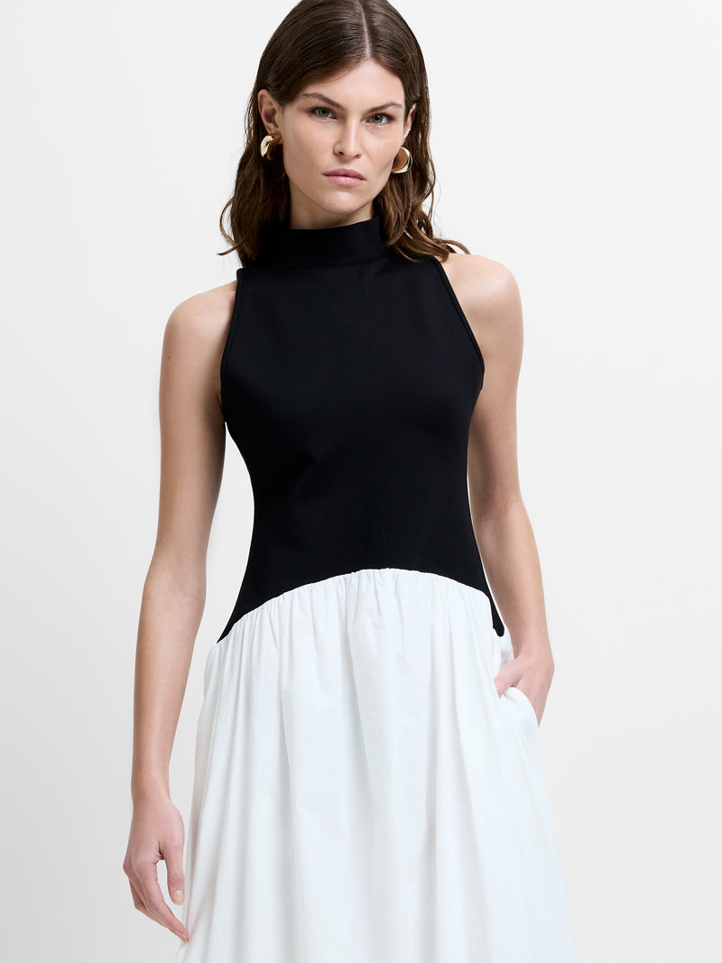 Ponte Combo Sleeveless Maxi Dress