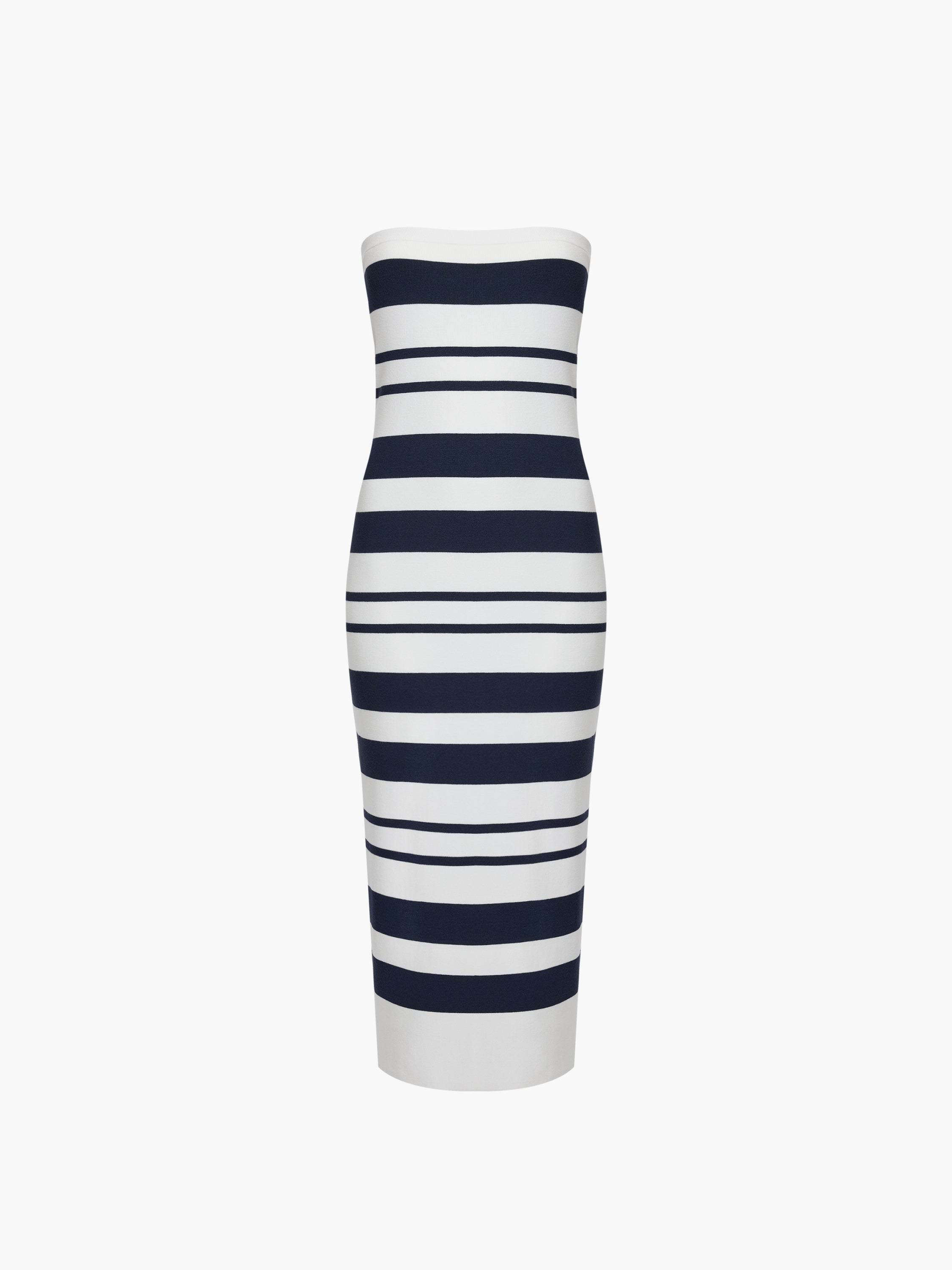 french connection striped knit dress London Multi-Colour Striped Knit Midi Dress Summer White/Blue