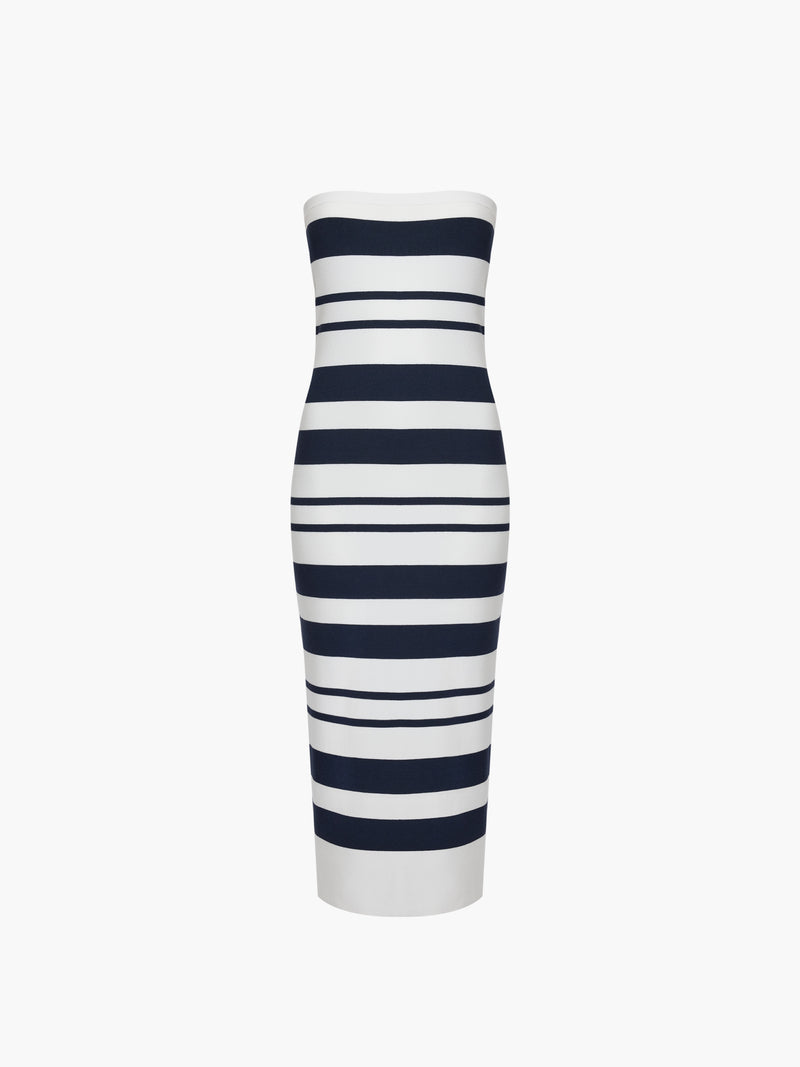 Maxime Knit Striped Bandeau Midi Dress