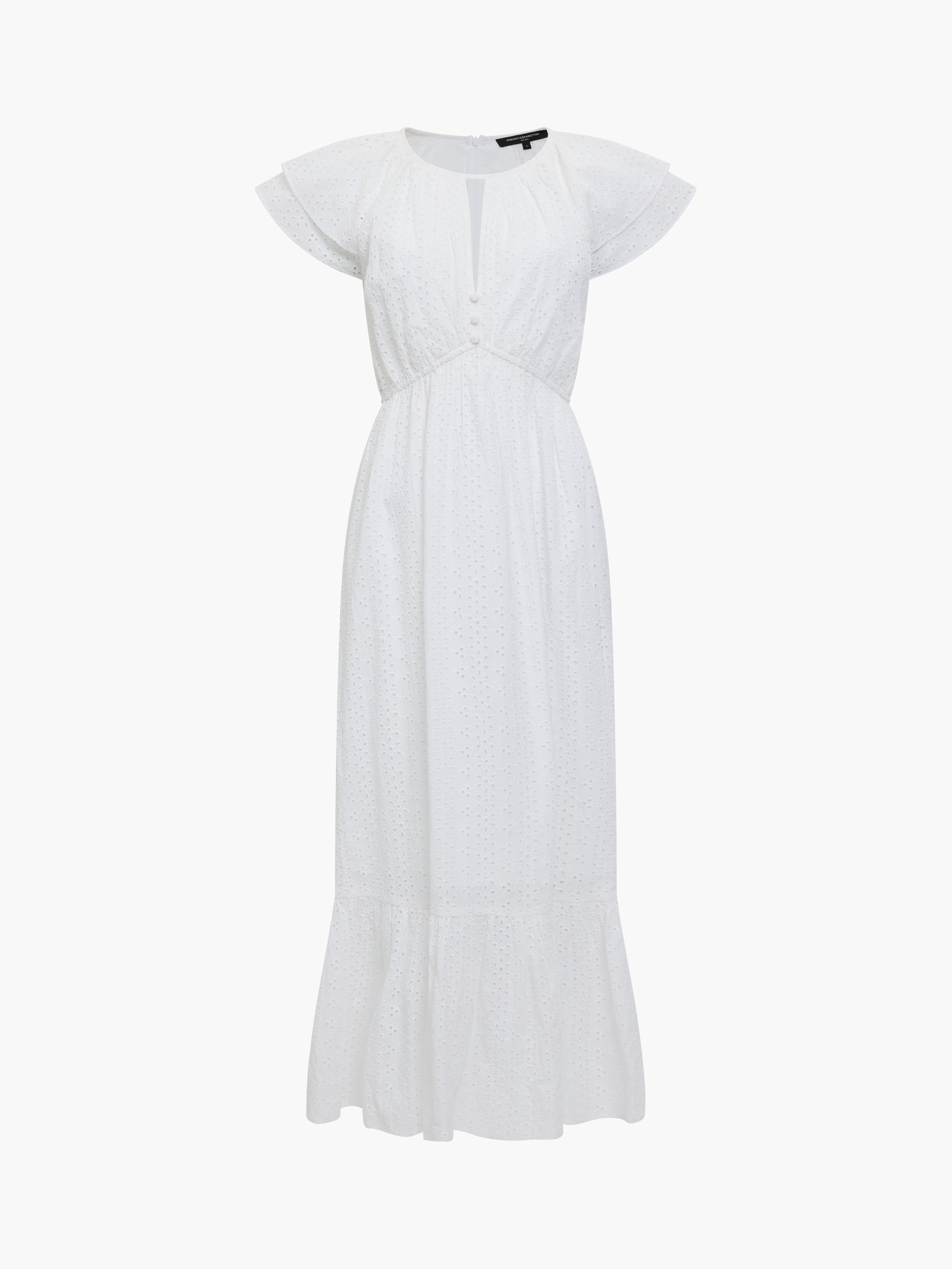 Bonnie Trisha Broderie Maxi Dress Linen White