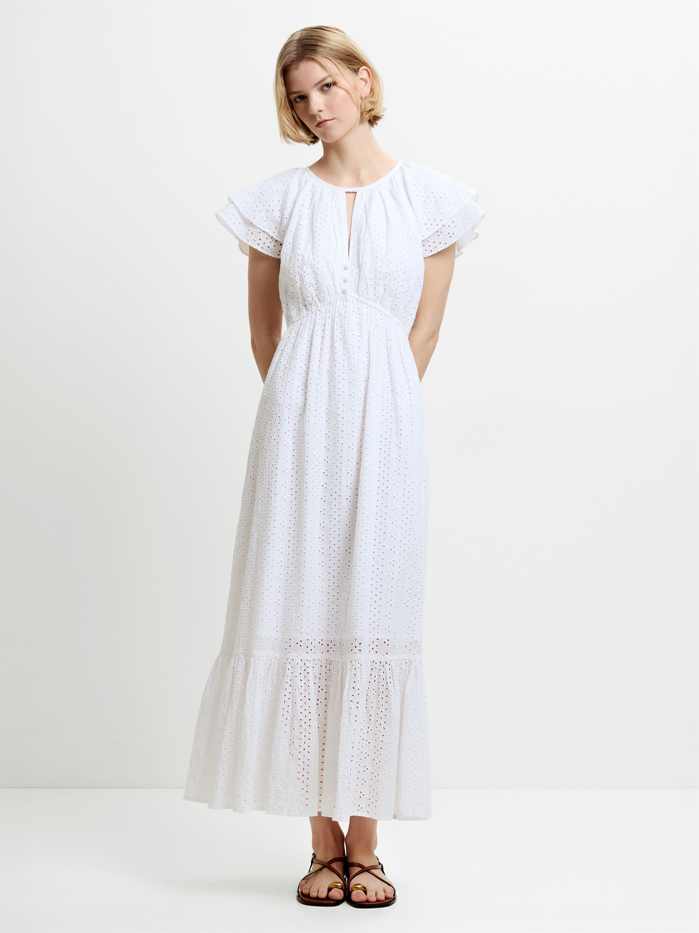 bohemian maxi dresses with sleeves Ayla Plus Size White Boho Long Sleeve Maxi Dress– Hello Curve
