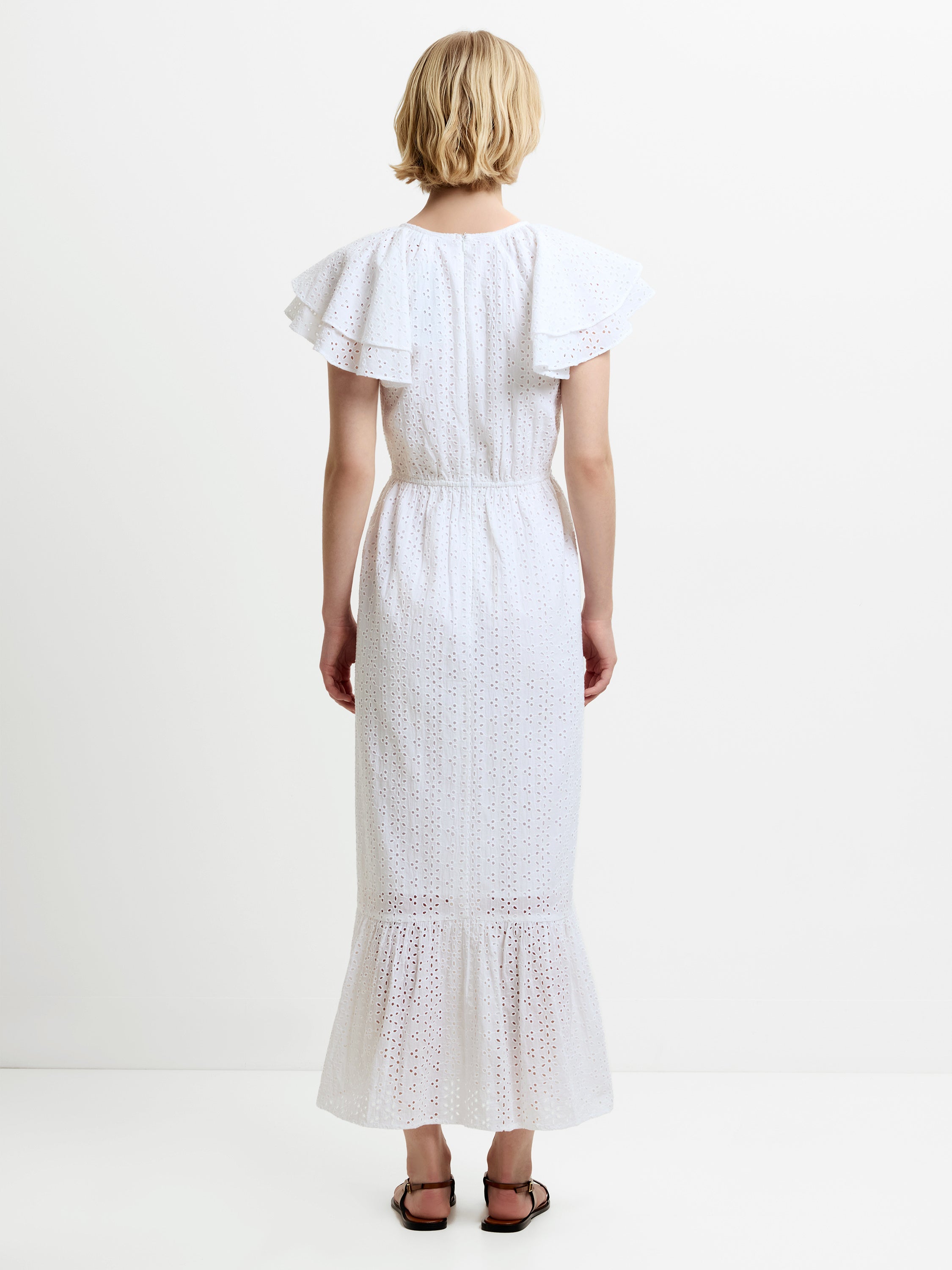 Bonnie Trisha Broderie Maxi Dress Linen White