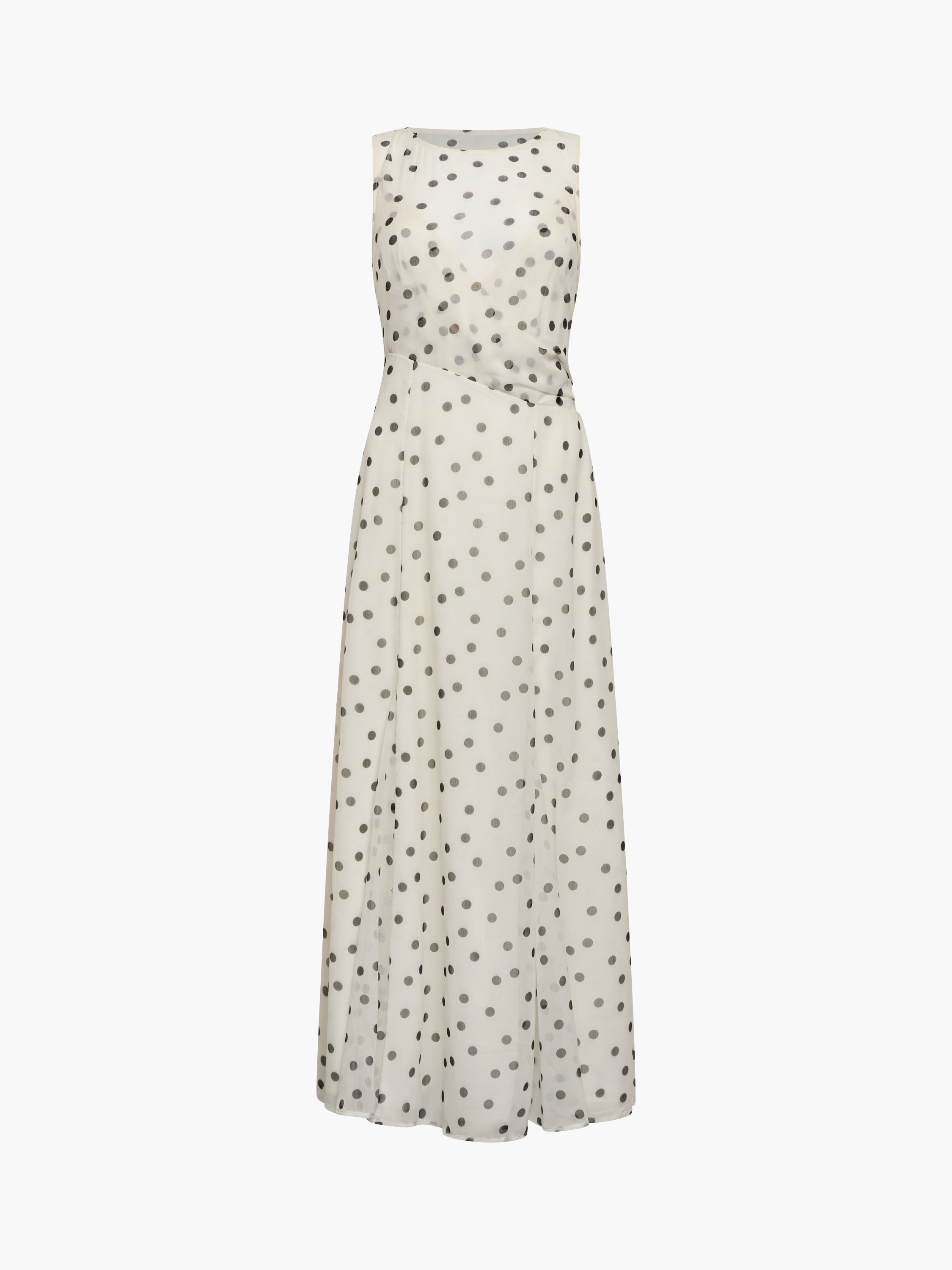 Emina Chiffon Monochrome Polka Dot Maxi Dress