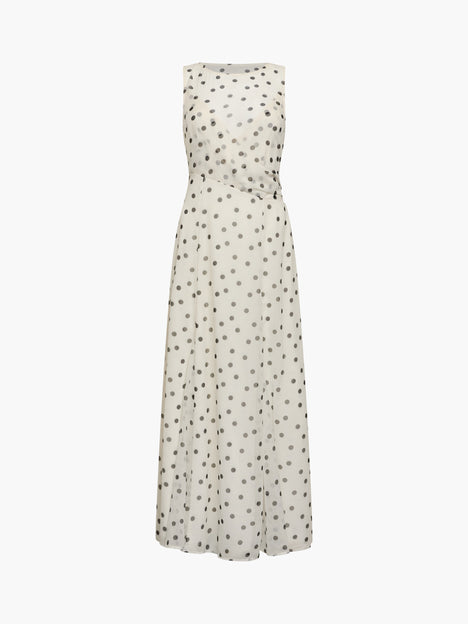 Emina Chiffon Monochrome Polka Dot Maxi Dress