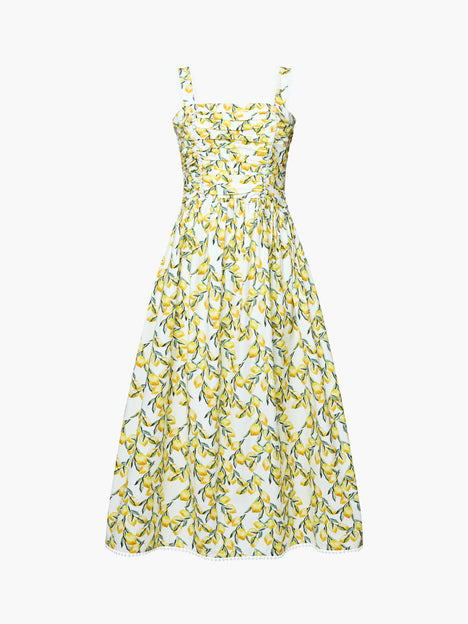 Barletta Lemon Ruched Sleeveless Midi Dress