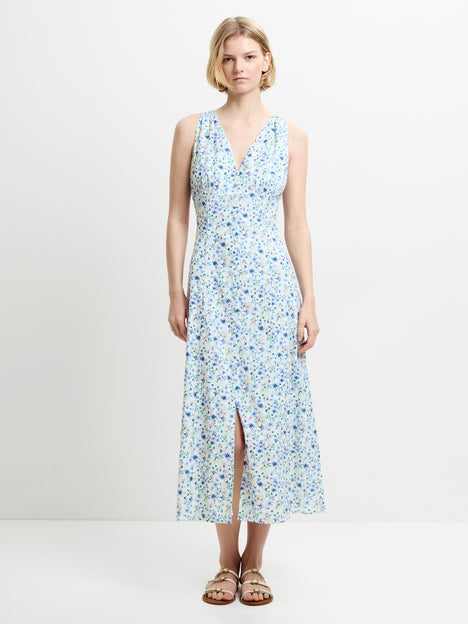 Minnie Sleeveless V-Neck Floral Midi Dress