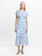 Daisy Flutter Sleeve Blue Floral Midi Dress