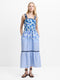 Ivy Scallop Blue Floral Maxi Sundress