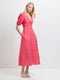 Melissa Floral Twist V Neck Pink Midi Dress