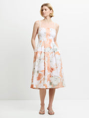do you have an orange dress in french European And American Fashion Women's Elegant V-Neck A-Line Puff Sleeve High Waist Pleated Midi Dress. Women's French Retro Casual Versatile Solid Color Loose Long Dress Summer