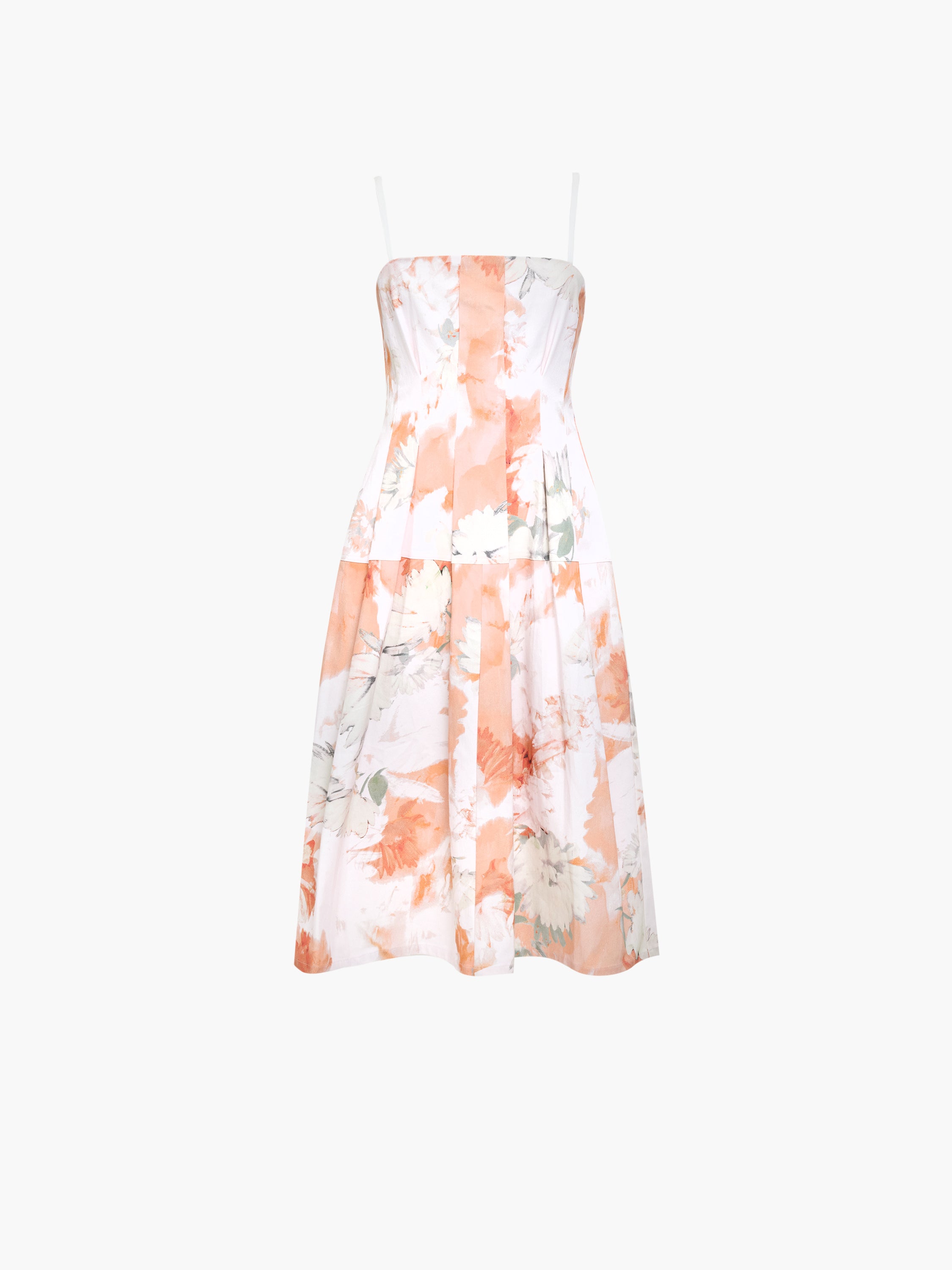 Feo Printed Denim Midi Dress Tangerine Orange Floral Print | French  Connection UK